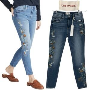 NWT Driftwood Jackie High Rise Floral Embroidered Skinny Jeans Womens Sz 24x28